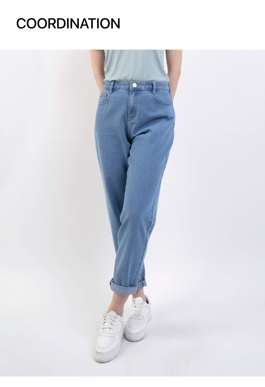 Quần Jeans Lưng Cao Ống Suông