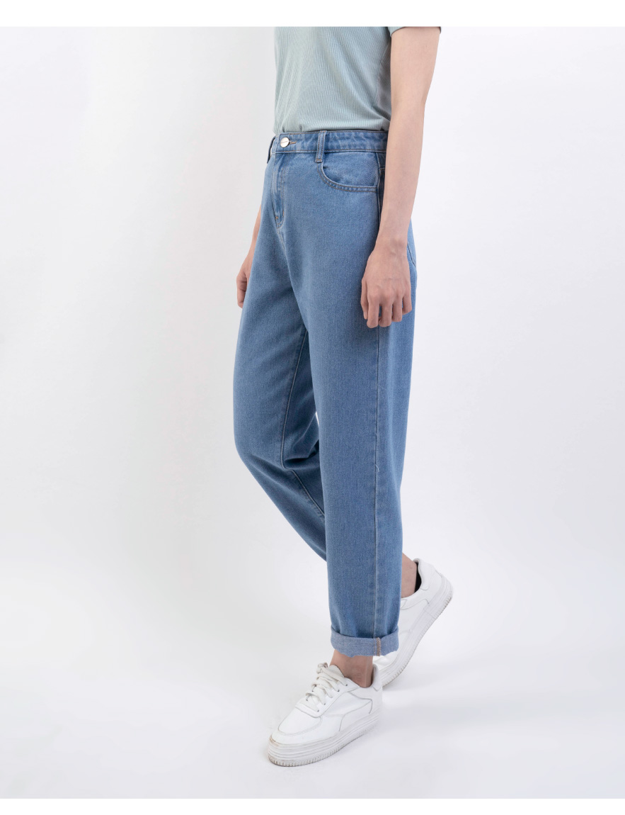 Quần Jeans Lưng Cao Ống Suông