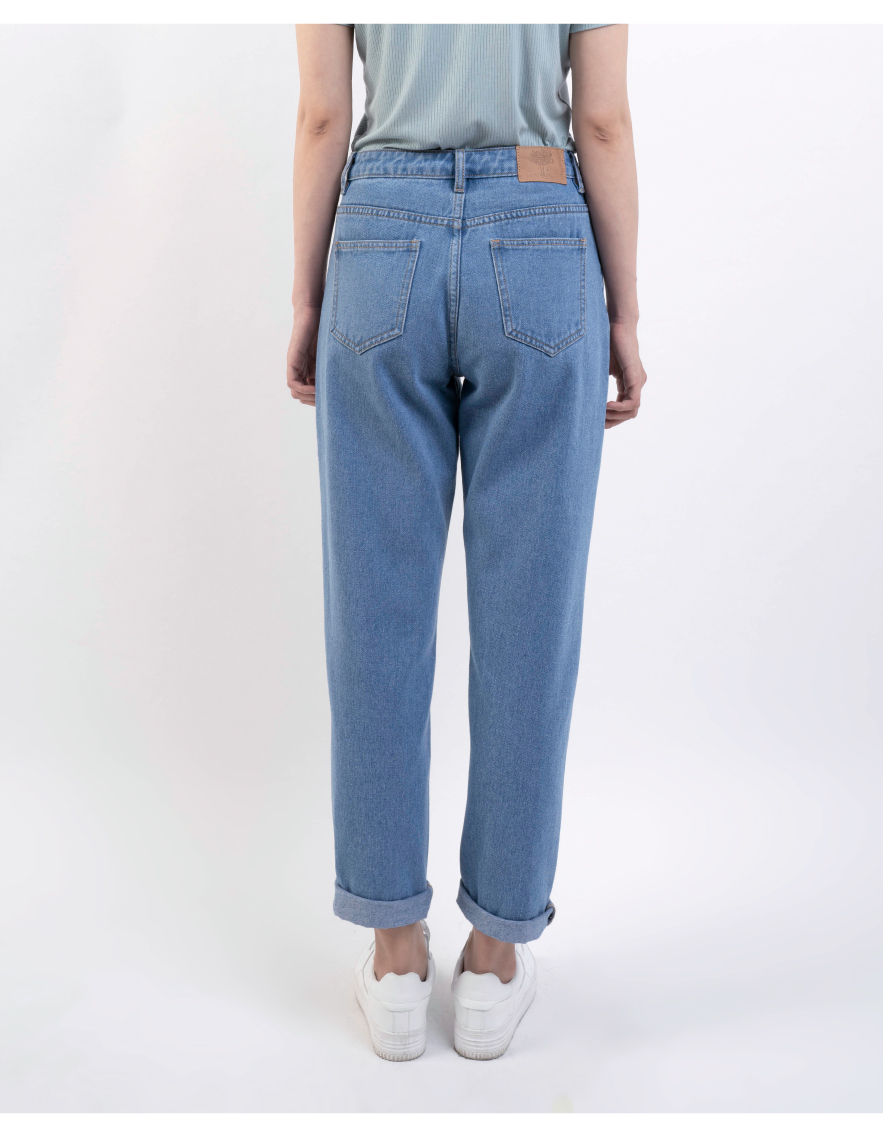 Quần Jeans Lưng Cao Ống Suông